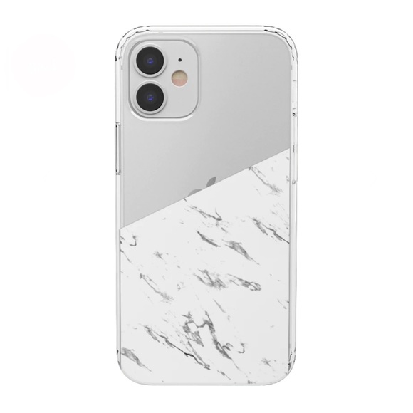 CASELY | Let's Split | Half White Clear Marble Clear Case | iPhone 12 / 12 Pro - Picture 4 of 9